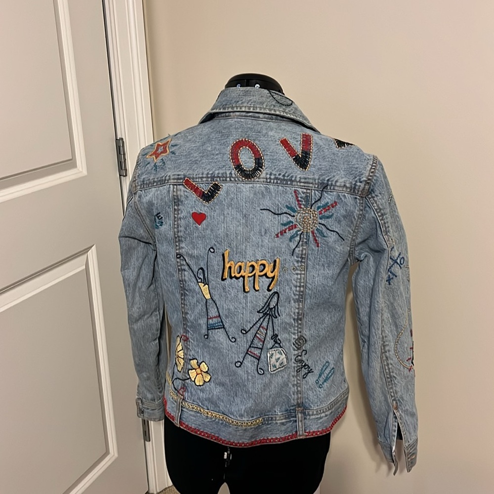CHICO’S Denim Jean Jacket Love Dream Peace - Picture 3 of 10